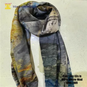 Lụa Tơ Tằm Toàn Thịnh, Toan Thinh Silk, Vietnam Silk | Khăn Lông Cừu In - Merino Wool Digital Printed Scarf