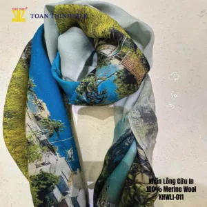 Lụa Tơ Tằm Toàn Thịnh, Toan Thinh Silk, Vietnam Silk | Khăn Lông Cừu In - Merino Wool Digital Printed Scarf