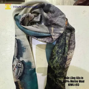 Lụa Tơ Tằm Toàn Thịnh, Toan Thinh Silk, Vietnam Silk | Khăn Lông Cừu In - Merino Wool Digital Printed Scarf