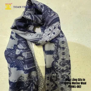 Lụa Tơ Tằm Toàn Thịnh, Toan Thinh Silk, Vietnam Silk | Khăn Lông Cừu In - Merino Wool Digital Printed Scarf