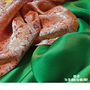 Lụa Tơ Tằm Toàn Thịnh, Toan Thinh Silk, Vietnam Silk | Áo Dài Hai Pha Hoa Cúc - Chrysanthemum Pattern Twist Silk - Ao Dai Set